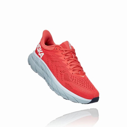 Hoka One One CLIFTON 7 Road Running Shoes For Women India Red IN-2176